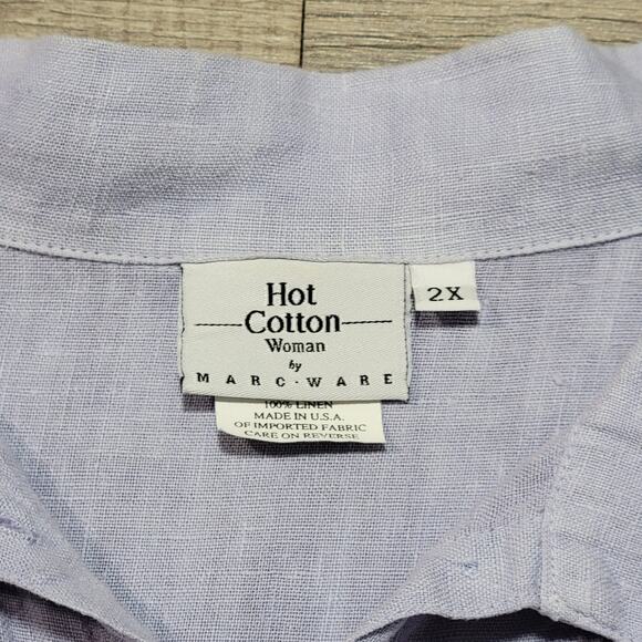 Hot Cotton by Marc Ware 100% Linen Button Up 2X Purple Cottage Boho USA Made Top - Picture 3 of 7